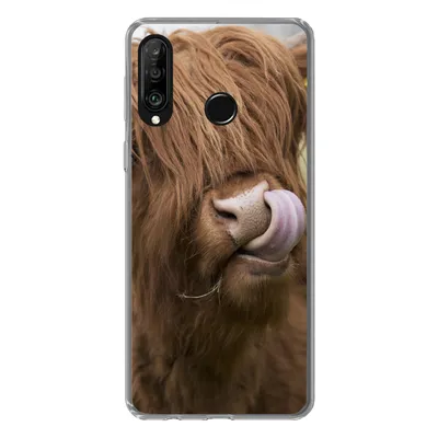 Produktbild von MuchoWow® Handyhülle Schutzhülle Hülle für Huawei P30 Lite Schottischer Highlander - Braun - Kuh Silikon Softcase Handy Hülle - Handyhülle
