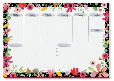 Büro-Schreibtischunterlage Wochenplaner A3, 30 Blatt, Flower Love
