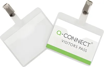 Zdjęcie produktu dla Q-Connect® KF01560 Identyfikatory - z klipsem, z otwartą górą, 90 x 60 mm