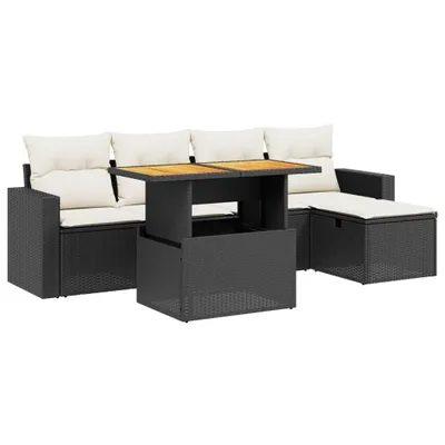 Produktbild von vidaXL 6-tlg. Garten-Sofagarnitur mit Kissen Schwarz Poly Rattan