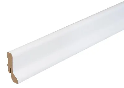 Produktbild von PROFI | 2,50 m | Weiß 60mm Sockelleiste, Geschwungenes Profil, Dekorleiste, Fußleiste, Universelle Montage, Innenraumleiste, Renovierungsleiste