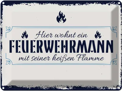 Produktbild von vianmo Blechschild 30x40 cm Hier wohnt ein Feuerwehrmann Beruf Arbeit