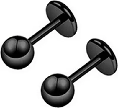 Produktbild von Ohrstecker, einfach, einfach zu kombinieren, Titanstahl, Hantelform, Helix, Tragus, Damen-Ohrringe für Party-Schwarz,1.4cm