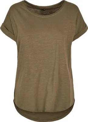 Produktbild von Build Your Brand BY036 | Damen Long Slub Tee / Hinten extra lang geschnitten - Farbe: Olive - Größe: L