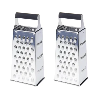 Produktbild von 2er Set Edelstahl Vierkantreibe 10,5 x 8 x 24 cm Küchenreibe Vierkant Käsereibe Reibe Raspel Hobel Universalreibe
