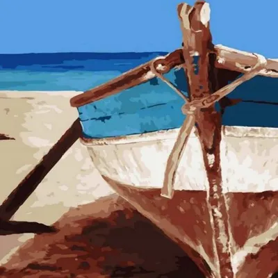Obrázok produktu pre Obraz podľa čísel: Loďka na pláži, 40x50 cm