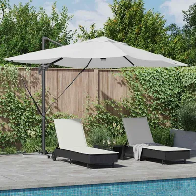 Image de Maison Exclusive - Parasol de jardin, couleur sable, dimensions 351 x 250 x 253 cm, en polyester et aluminium