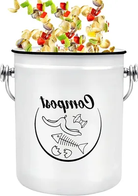 Zdjęcie produktu dla Kosze na śmieci do kuchni - pojemnik na kompost do ustawienia na blacie - do zbierania odpadów organicznych - z pokrywą - 5 litrów - wielokolorowy