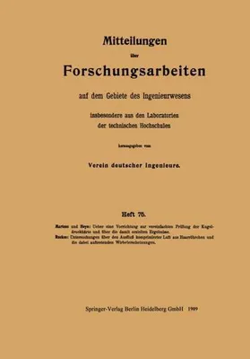 Image de Mitteilungen über Forschungsarbeiten auf dem Gebiete des Ingenieurwesens