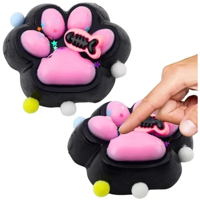 Zdjęcie produktu dla Gniotek antystresowy Squishy Kocia Łapka czarno-różowy z rybką