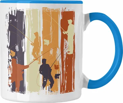 Produktbild von Trendation - Angler Tasse Geschenk Männer Grafik Lustig für Fischer Geschenkidee Angeln Becher (Blau)