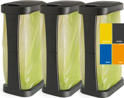 Produktbild von 3er Set Müllsackständer bis 120l Schwarz