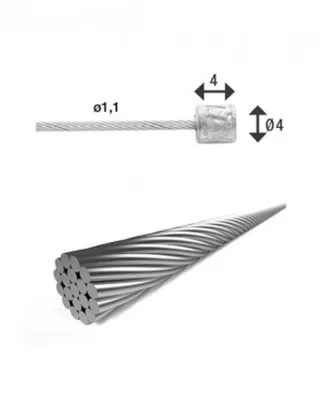 Produktbild von XLC Schaltinnenzug Ø 1,1/ 3000mm 1 Nippel Ø4x4mm