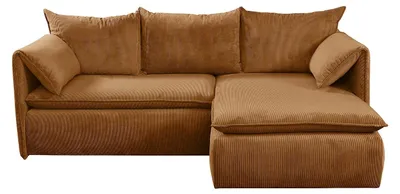 Produktbild von Ecksofa mit Schlaffunktion - Ecke rechts - Feincord - Terracotta - TEODORA