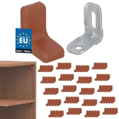 Produktbild von KOTARBAU® 100er Set Metall-Regalbodenträger mit Kunststoffblende für Möbel Nussbaum