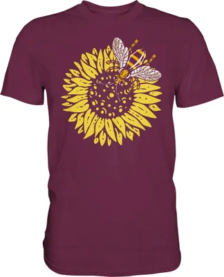 Produktbild von Biene Sonnenblumen T-Shirt Gärtner Imker Geschenk Garten – Burgundy / M