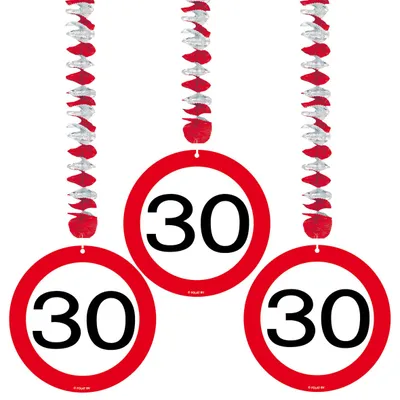 Produktbild von 3 Verkehrsschild 30 Spiralhänger 75cm