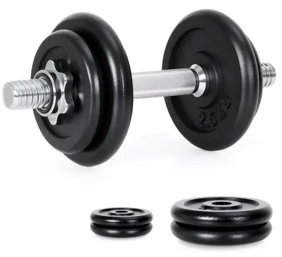 Image de Kit de supports réglables avec poids de 10, 15 et 30 kg, poignée, pour entraînement de la force