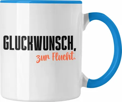 Produktbild von Trendation - Jobwechsel Tasse Geschenk Kollegin Kollege Lustig Abschiedsgeschenk Sprüche Glückwunsch Zur Flucht Abschied Tassen (Blau)