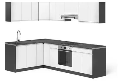 Image de Cuisine en angle Vicco R-Line Blanc/Anthracite 267 x 167 cm, Model 70571