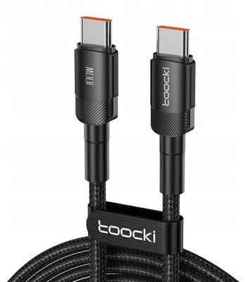 Produktbild von Toocki USB-C auf USB-C 3.1 Kabel 2m Schwarz Schnellladung