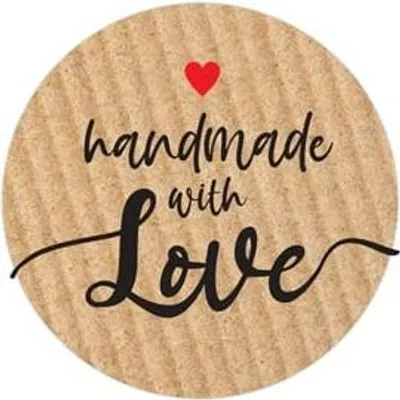 Produktbild von Runde Aufkleber Kraft Handmade with Love – Muster 3