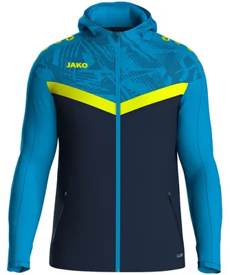 Productafbeelding van JAKO Uni hoodie Iconic, kleur: marineblauw/JAKO blauw/neongeel, maat: XL