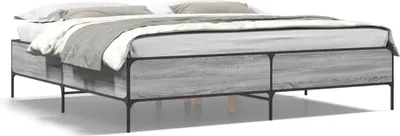 Produktbild von vidaXL Bettgestell Grau Sonoma 200x200 cm Holzwerkstoff und Metall