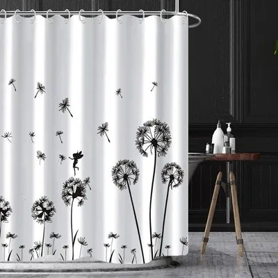Obrázek produktu pro Voděodolná sprchová záclona Unyqoos s květinovým vzorem a závěsnými poutky® 180 x 180 cm