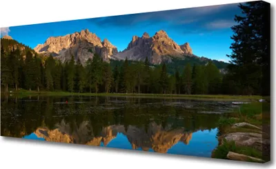 Produktbild von Tulup Leinwand-Bilder 125x50 Wandbild Canvas Kunstdruck Wald See Landschaft