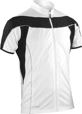 Produktbild von SPIRO S188M | Mens Bikeshirt Full Zip Performance + COOL DRY Gewebe - Farbe: White/Black - Größe: XXL