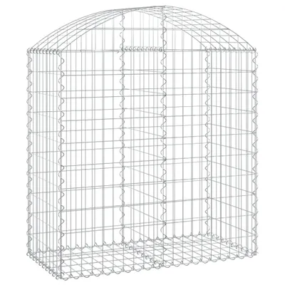 A wireframe rendering of a gabion basket with a curved top.