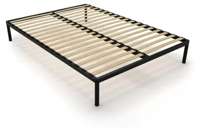 Produktbild von Bettgestell BED ALU 140x200 aus Metall mit Holzlattenrost, modern, SCHWARZ