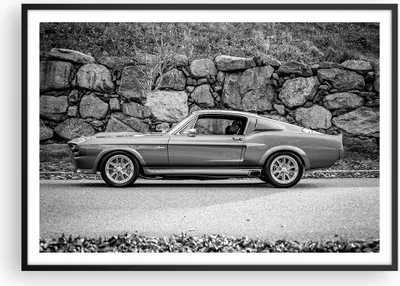 Produktbild von Gerahmtes Poster - Schwarzer Rahmen - Auto Ford Mustang - 100x70 cm - Wand Bild - Wanddeko - Wandbilder - Kunstposter - Wandposter - Bilderrahmen - Bilder - Kunstdruck - P2BAA100x70-5011