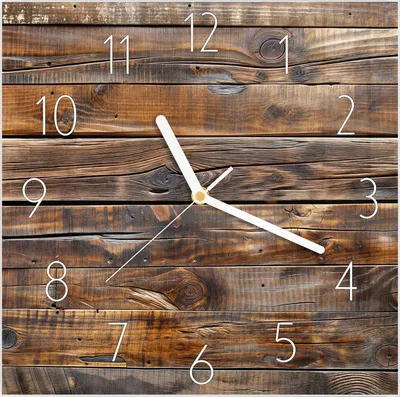 Produktbild von Wanduhr aus Glas mit Motiv Holzmaserung- 30 x 30 cm - inkl. Aufhängesystem