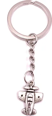 Produktbild von Onwomania Schlüsselanhänger Kleiner Flieger Flugzeug silber Metall Anhänger Charm