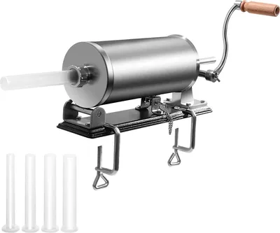 Produktbild von Wurstfüllmaschine mit 4 Füllrohre, Wurstfüller Edelstahl Wurstmaschine, Fleischwolf Wurstspritze Wurstpresse, Silbrig (3,6 L)