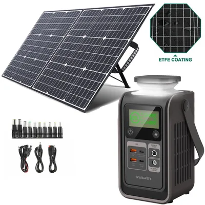 Produktbild von SWAREY S200 DC Powerbank Powerstation LiFePO4 Batterie mit 100W Solarpanel, Solarspeicher 140W Solargenerator 192Wh Multi-Geräte Power Station