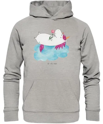 Produktbild von Mr. & Mrs. Panda Bedruckter Hoodie Einhorn Verliebt Größe XL - Heather Grey - Geschenk, Liebe, Kapuzenpulli, Unicorn, Pulli, Freundin, Sweatshirt, Einhörner, Pullover