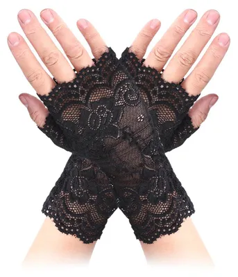 Zdjęcie produktu dla Rękawiczki damskie, bez palców, czarne, 1 para, 17 cm