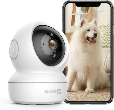 Immagine prodotto di Telecamera Wi-Fi da interno 1080p con funzioni pan-tilt-zoom - Compatibile con Alexa - Rotazione a 360° - Visione notturna - Rilevamento del movimento - Audio bidirezionale