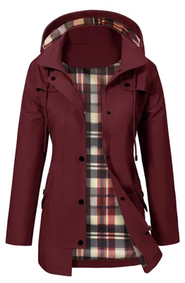 Produktbild von Wasserdichte Damenregenjacke - Lange Regenjacke mit Kapuze - Funktionale Outdoorjacke