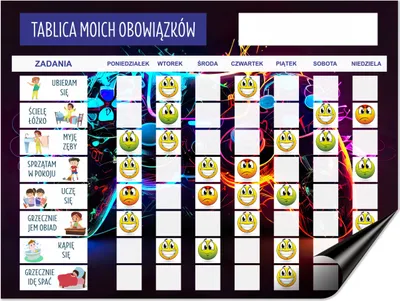 Produktbild von Motivationstafel für Kinder Magnetischer Kühlschrankplaner + Smileys