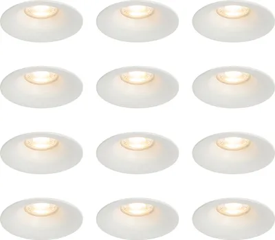 Produktbild von QAZQA - Modern Set mit 12 weißen GU10 Einbaustrahlern 50 mm - Gijs I Wohnzimmer I Schlafzimmer - Aluminium Rund - LED geeignet GU10