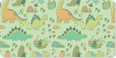 Produktbild von MuchoWow® Mauspad Mousepad Muster - Dino - Grün - Kleiner Junge - Kind - Kinder 60x30 cm - Mousepads - Maus Mat - Pad - Mausunterlage - Nachhaltig