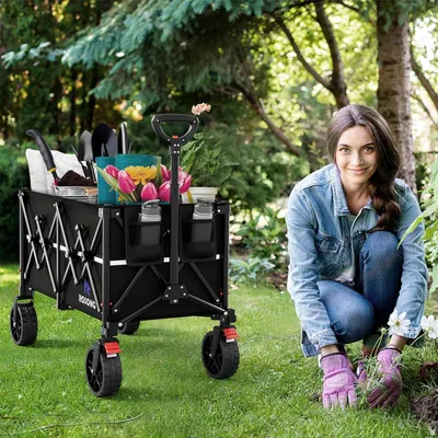 Image de Chariot pliant de 150 litres, avec freins, grandes roues, idéal pour le camping