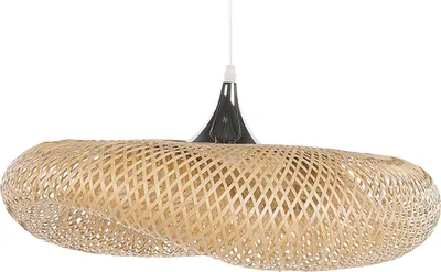 Produktbild von BELIANI Hängeleuchte Hellbraun 118 x 64 cm aus Bambusholz und Metall geschwungene Form für Wohnzimmer Esszimmer Modernes Design