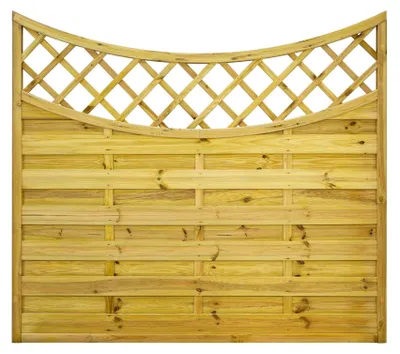 Produktbild von Ligna Gard Dichtzaun Lausanne gebogen mit Rankgitter 180x160 cm Holzzaun Kiefer Kesseldruckimprägniert 44x44 mm Rahmen