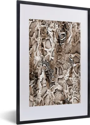 Produktbild von MuchoWow® Gerahmtes Poster Tiermuster - Schlange - Braun 40x60 cm - Poster mit Schwarzem Bilderrahmen Wandposter Rahmen Foto Bilder - Poster in Rahmen