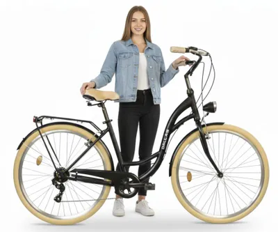 Produktbild von Dallas Bike Fahrrad - Citybike 26 Zoll - Shimano 7-Gang - Rahmen M 17" - Schwarz-Creme